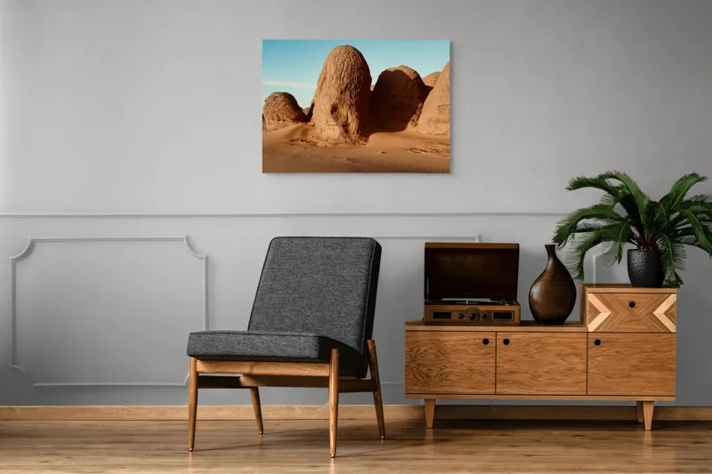Tablou Canvas, "Formațiuni de piatră în deșertul arid", Pietre, Deșert, Cer, Umbre, Texturi, 100 x 70 cm – poza 8