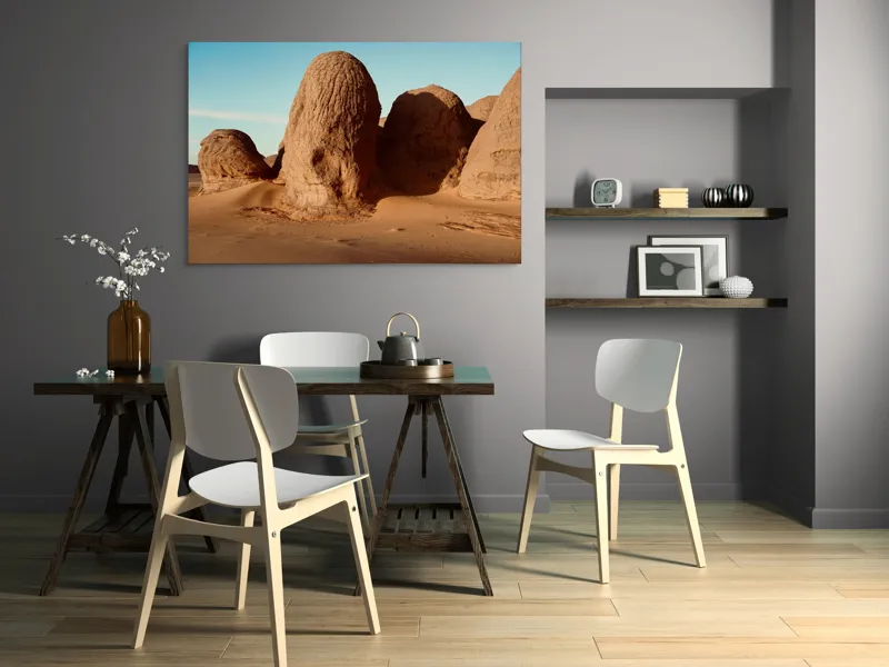 Tablou Canvas, "Formațiuni de piatră în deșertul arid", Pietre, Deșert, Cer, Umbre, Texturi, 150 x 100 cm – poza 5