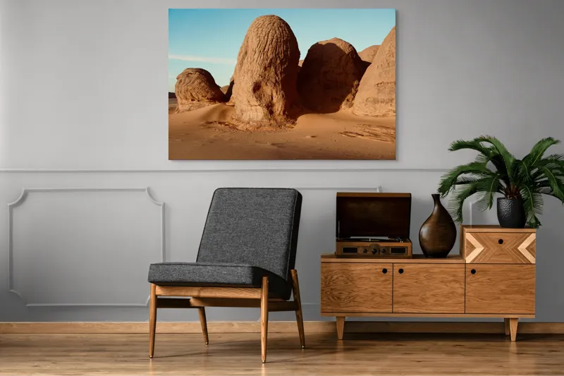 Tablou Canvas, "Formațiuni de piatră în deșertul arid", Pietre, Deșert, Cer, Umbre, Texturi, 150 x 100 cm – poza 8