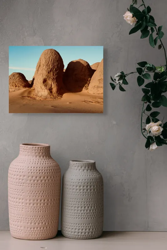 Tablou Canvas, "Formațiuni de piatră în deșertul arid", Pietre, Deșert, Cer, Umbre, Texturi, 54 x 39 cm – poza 8