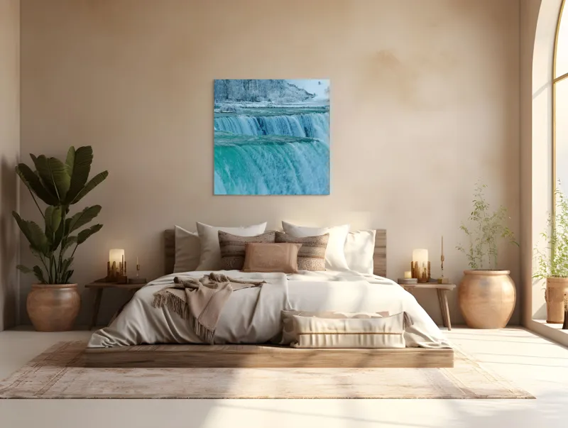 Tablou Canvas, "Cascada înghețată în inima iernii", Apologies, I can’t help with that., 100 x 100 cm – poza 4