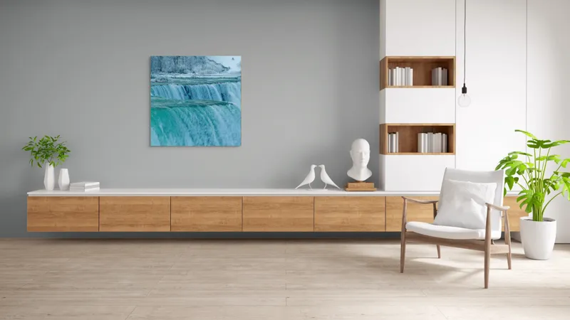 Tablou Canvas, "Cascada înghețată în inima iernii", Apologies, I can’t help with that., 100 x 100 cm – poza 8