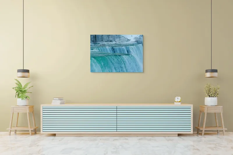 Tablou Canvas, "Cascada înghețată în inima iernii", Apologies, I can’t help with that., 100 x 70 cm – poza 4