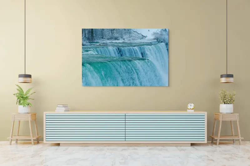 Tablou Canvas, "Cascada înghețată în inima iernii", Apologies, I can’t help with that., 150 x 100 cm – poza 6