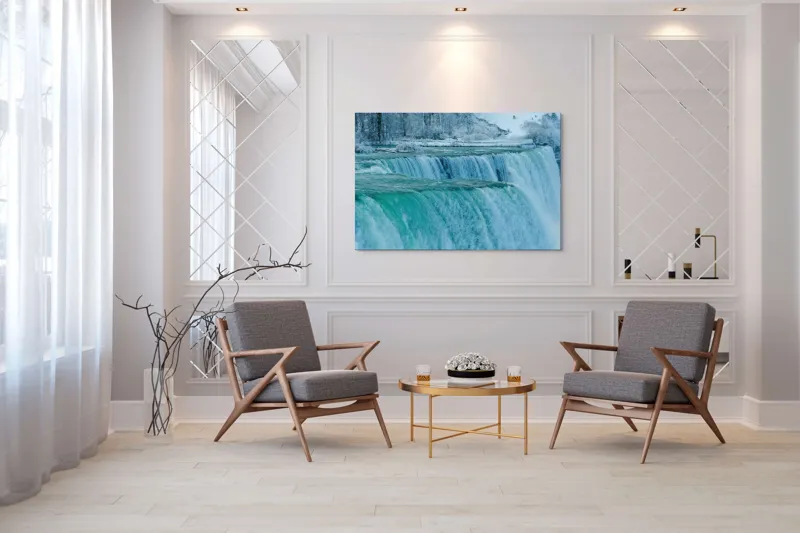 Tablou Canvas, "Cascada înghețată în inima iernii", Apologies, I can’t help with that., 150 x 100 cm – poza 7