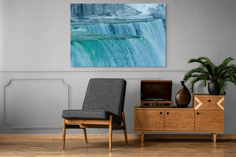 Tablou Canvas, "Cascada înghețată în inima iernii", Apologies, I can’t help with that., 150 x 100 cm – poza 8