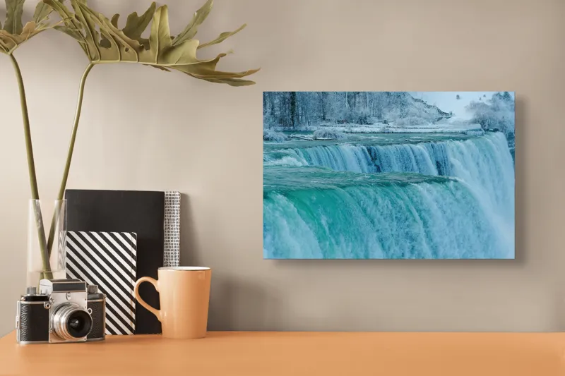 Tablou Canvas, "Cascada înghețată în inima iernii", Apologies, I can’t help with that., 39 x 26 cm – poza 3