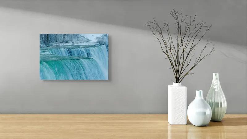 Tablou Canvas, "Cascada înghețată în inima iernii", Apologies, I can’t help with that., 39 x 26 cm – poza 8