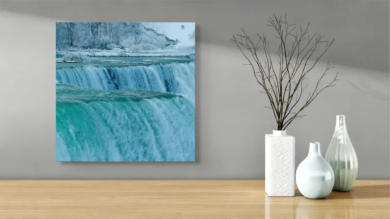 Tablou Canvas, "Cascada înghețată în inima iernii", Apologies, I can’t help with that., 50 x 50 cm – poza 3