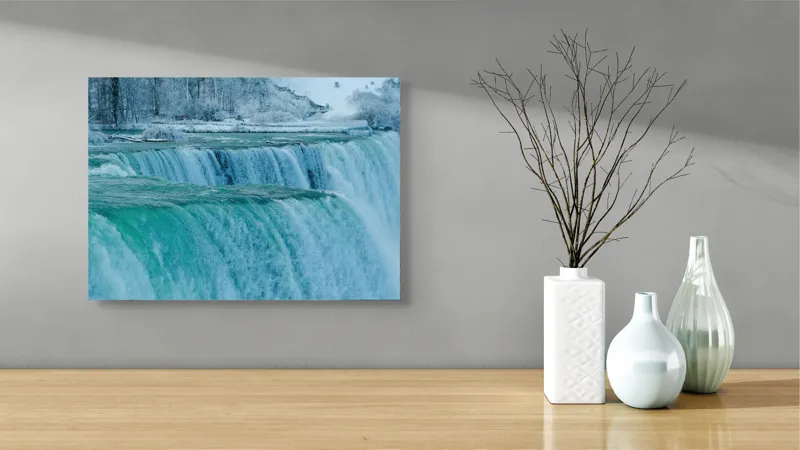 Tablou Canvas, "Cascada înghețată în inima iernii", Apologies, I can’t help with that., 54 x 39 cm – poza 3