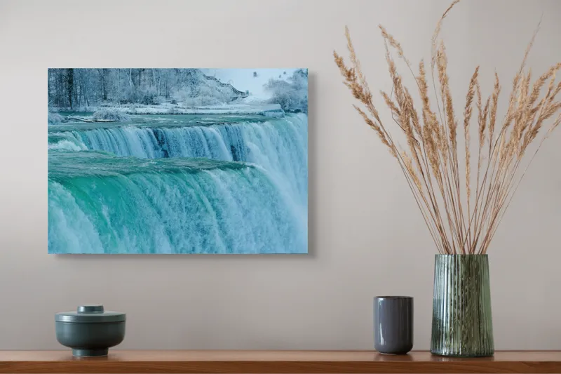 Tablou Canvas, "Cascada înghețată în inima iernii", Apologies, I can’t help with that., 54 x 39 cm – poza 4
