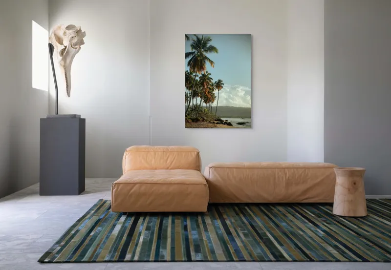 Tablou Canvas, "Vraja apusului printre palmieri tropicali", Palmieri, Plajă, Nisip, Cer, Nori, Apus, Vegetație, Relaxare, 70 x 100 cm – poza 7