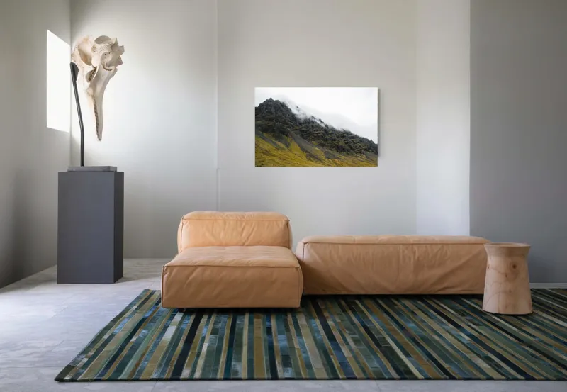 Tablou Canvas, "Norii mângâind vârfurile munților", Noros, Stâncos, Întunecat, Impunător, Solitar, Abrupt, Răcoros, 90 x 50 cm – poza 8