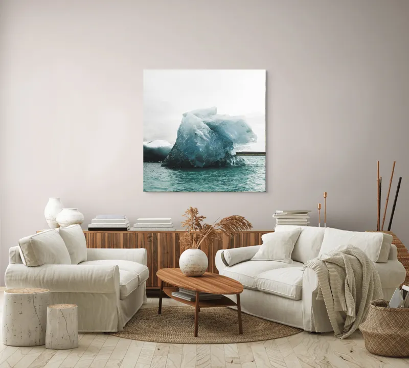 Tablou Canvas, "Gheață plutitoare în mare glaciară", Gheață, Ocean, Albastru, Cer, Nor, Natură, Rece, Arctic, Peisaj, Calm, 100 x 100 cm – poza 3