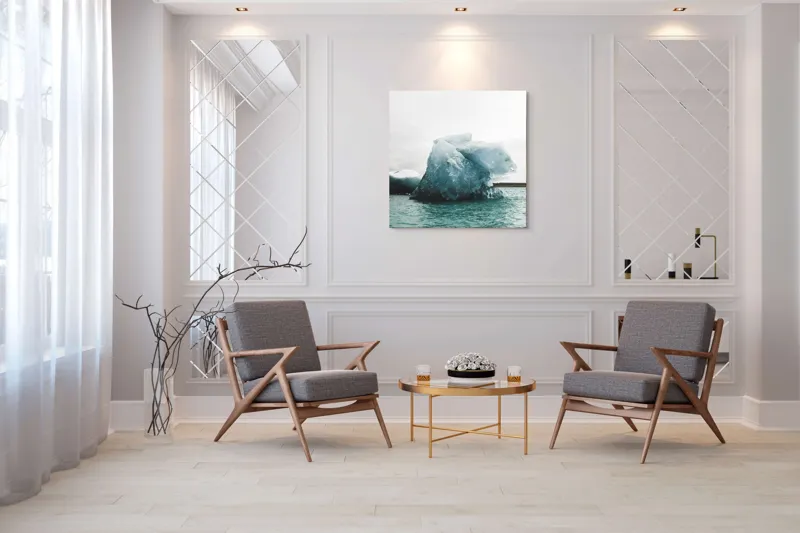 Tablou Canvas, "Gheață plutitoare în mare glaciară", Gheață, Ocean, Albastru, Cer, Nor, Natură, Rece, Arctic, Peisaj, Calm, 100 x 100 cm – poza 7