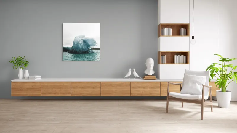 Tablou Canvas, "Gheață plutitoare în mare glaciară", Gheață, Ocean, Albastru, Cer, Nor, Natură, Rece, Arctic, Peisaj, Calm, 100 x 100 cm – poza 8