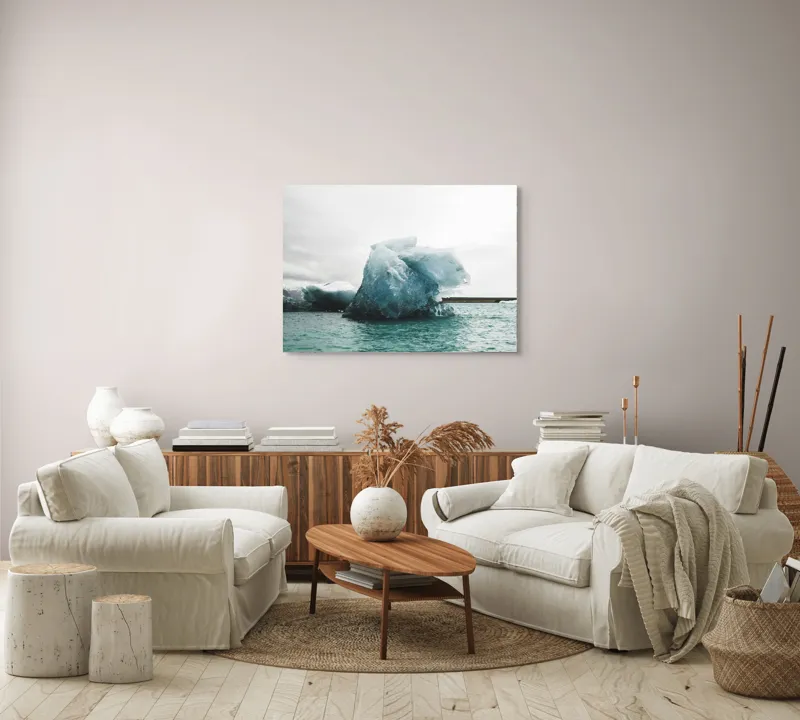 Tablou Canvas, "Gheață plutitoare în mare glaciară", Gheață, Ocean, Albastru, Cer, Nor, Natură, Rece, Arctic, Peisaj, Calm, 100 x 70 cm – poza 3