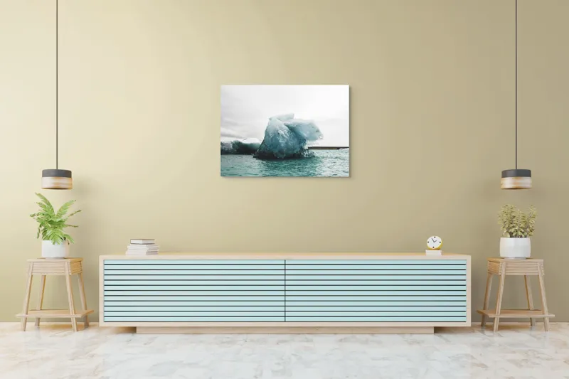 Tablou Canvas, "Gheață plutitoare în mare glaciară", Gheață, Ocean, Albastru, Cer, Nor, Natură, Rece, Arctic, Peisaj, Calm, 100 x 70 cm – poza 4