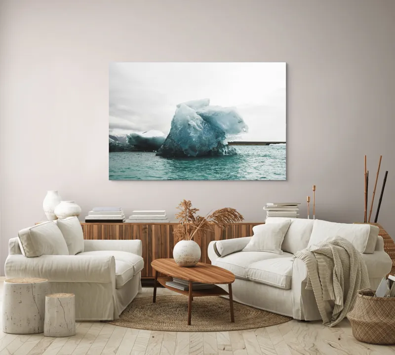 Tablou Canvas, "Gheață plutitoare în mare glaciară", Gheață, Ocean, Albastru, Cer, Nor, Natură, Rece, Arctic, Peisaj, Calm, 150 x 100 cm – poza 3