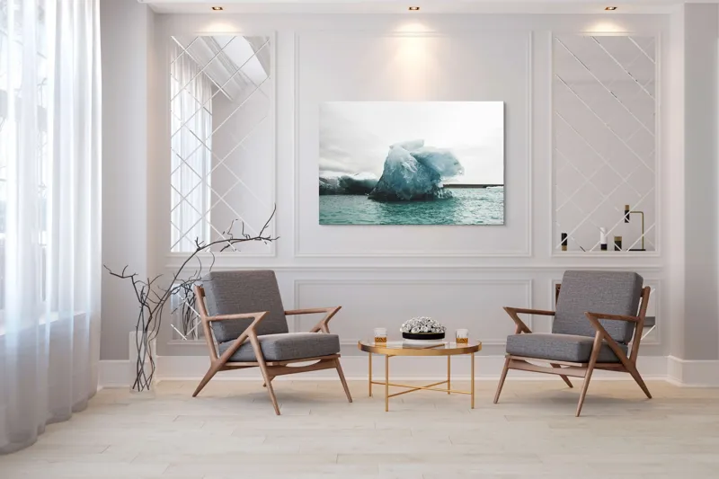 Tablou Canvas, "Gheață plutitoare în mare glaciară", Gheață, Ocean, Albastru, Cer, Nor, Natură, Rece, Arctic, Peisaj, Calm, 150 x 100 cm – poza 7