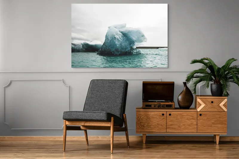 Tablou Canvas, "Gheață plutitoare în mare glaciară", Gheață, Ocean, Albastru, Cer, Nor, Natură, Rece, Arctic, Peisaj, Calm, 150 x 100 cm – poza 8