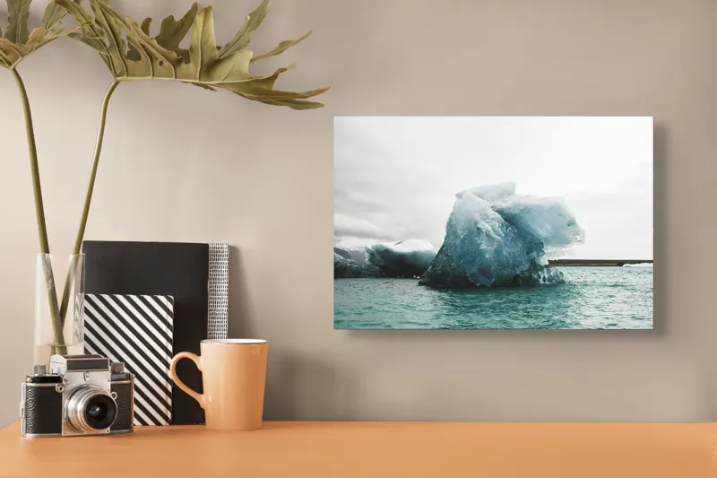 Tablou Canvas, "Gheață plutitoare în mare glaciară", Gheață, Ocean, Albastru, Cer, Nor, Natură, Rece, Arctic, Peisaj, Calm, 39 x 26 cm – poza 3