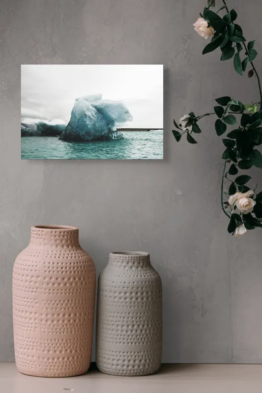Tablou Canvas, "Gheață plutitoare în mare glaciară", Gheață, Ocean, Albastru, Cer, Nor, Natură, Rece, Arctic, Peisaj, Calm, 39 x 26 cm – poza 4