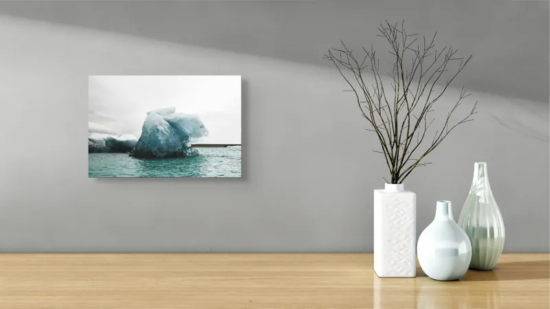 Tablou Canvas, "Gheață plutitoare în mare glaciară", Gheață, Ocean, Albastru, Cer, Nor, Natură, Rece, Arctic, Peisaj, Calm, 39 x 26 cm – poza 8