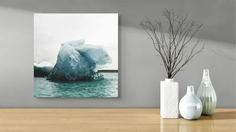 Tablou Canvas, "Gheață plutitoare în mare glaciară", Gheață, Ocean, Albastru, Cer, Nor, Natură, Rece, Arctic, Peisaj, Calm, 50 x 50 cm – poza 3