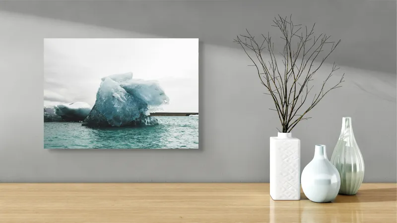 Tablou Canvas, "Gheață plutitoare în mare glaciară", Gheață, Ocean, Albastru, Cer, Nor, Natură, Rece, Arctic, Peisaj, Calm, 54 x 39 cm – poza 3