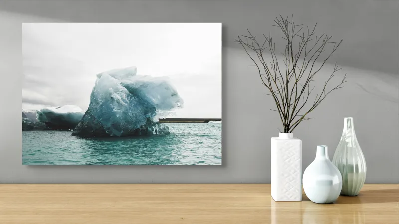 Tablou Canvas, "Gheață plutitoare în mare glaciară", Gheață, Ocean, Albastru, Cer, Nor, Natură, Rece, Arctic, Peisaj, Calm, 70 x 50 cm – poza 3