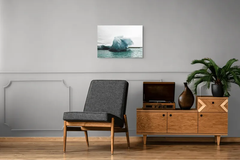 Tablou Canvas, "Gheață plutitoare în mare glaciară", Gheață, Ocean, Albastru, Cer, Nor, Natură, Rece, Arctic, Peisaj, Calm, 70 x 50 cm – poza 4