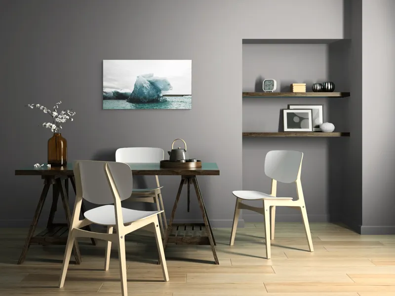 Tablou Canvas, "Gheață plutitoare în mare glaciară", Gheață, Ocean, Albastru, Cer, Nor, Natură, Rece, Arctic, Peisaj, Calm, 90 x 50 cm – poza 3