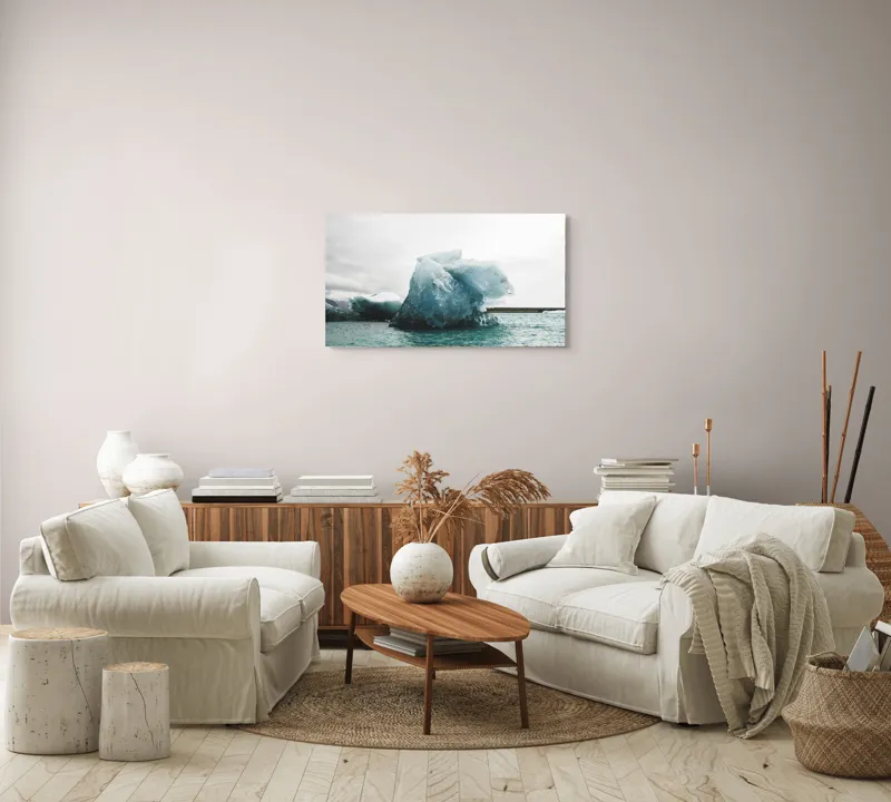 Tablou Canvas, "Gheață plutitoare în mare glaciară", Gheață, Ocean, Albastru, Cer, Nor, Natură, Rece, Arctic, Peisaj, Calm, 90 x 50 cm – poza 4