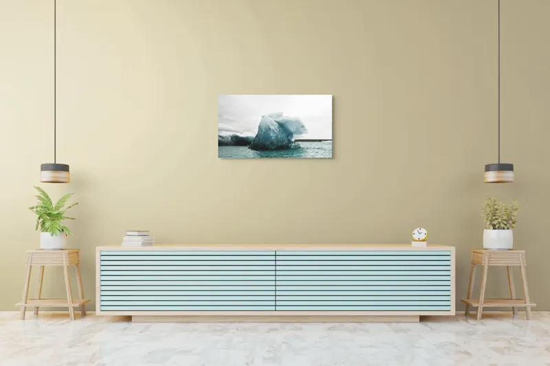 Tablou Canvas, "Gheață plutitoare în mare glaciară", Gheață, Ocean, Albastru, Cer, Nor, Natură, Rece, Arctic, Peisaj, Calm, 90 x 50 cm – poza 5