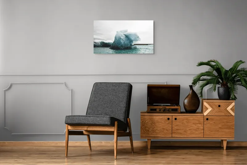 Tablou Canvas, "Gheață plutitoare în mare glaciară", Gheață, Ocean, Albastru, Cer, Nor, Natură, Rece, Arctic, Peisaj, Calm, 90 x 50 cm – poza 6