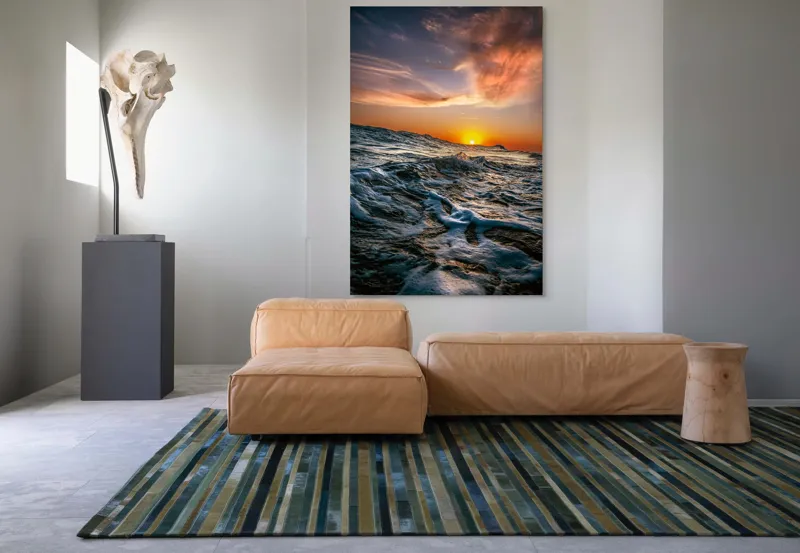 Tablou Canvas, "Apusul viselor pe oceanul nemărginit", Cer, Apus, Valuri, Spumă, Orizont, Lumină, Reflecție, 100 x 150 cm – poza 7