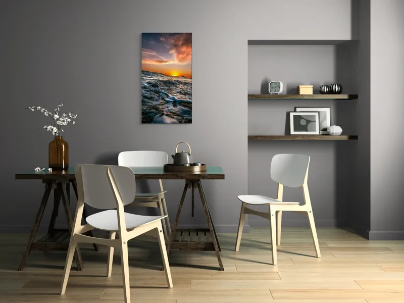 Tablou Canvas, "Apusul viselor pe oceanul nemărginit", Cer, Apus, Valuri, Spumă, Orizont, Lumină, Reflecție, 50 x 90 cm – poza 4