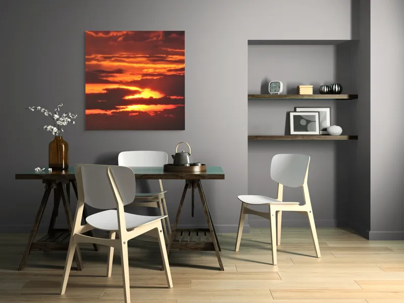 Tablou Canvas, "Răsărit de foc printre nori", Apus, Cer, Nor, Armonie, Lumină, Strălucire, Tăcere, Foc, Infinit, Magie, 100 x 100 cm – poza 6