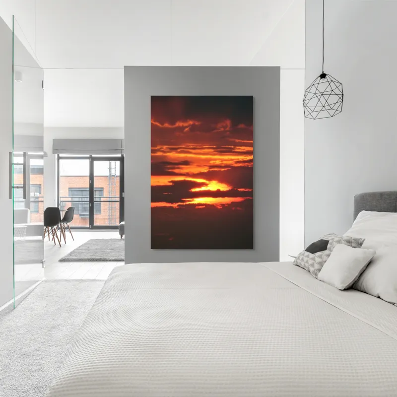 Tablou Canvas, "Răsărit de foc printre nori", Apus, Cer, Nor, Armonie, Lumină, Strălucire, Tăcere, Foc, Infinit, Magie, 100 x 150 cm – poza 5