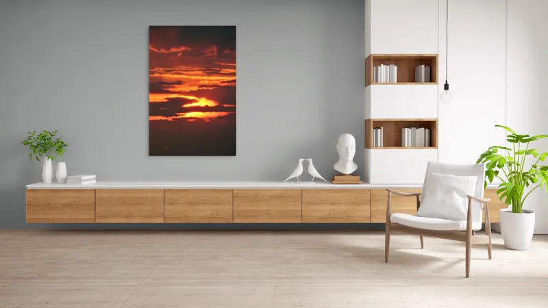 Tablou Canvas, "Răsărit de foc printre nori", Apus, Cer, Nor, Armonie, Lumină, Strălucire, Tăcere, Foc, Infinit, Magie, 100 x 150 cm – poza 8