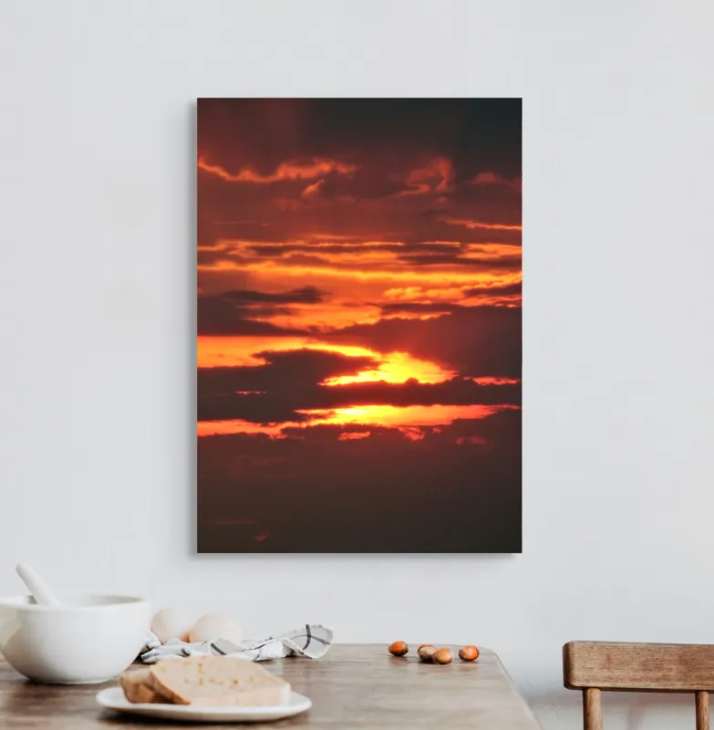 Tablou Canvas, "Răsărit de foc printre nori", Apus, Cer, Nor, Armonie, Lumină, Strălucire, Tăcere, Foc, Infinit, Magie, 50 x 70 cm – poza 3