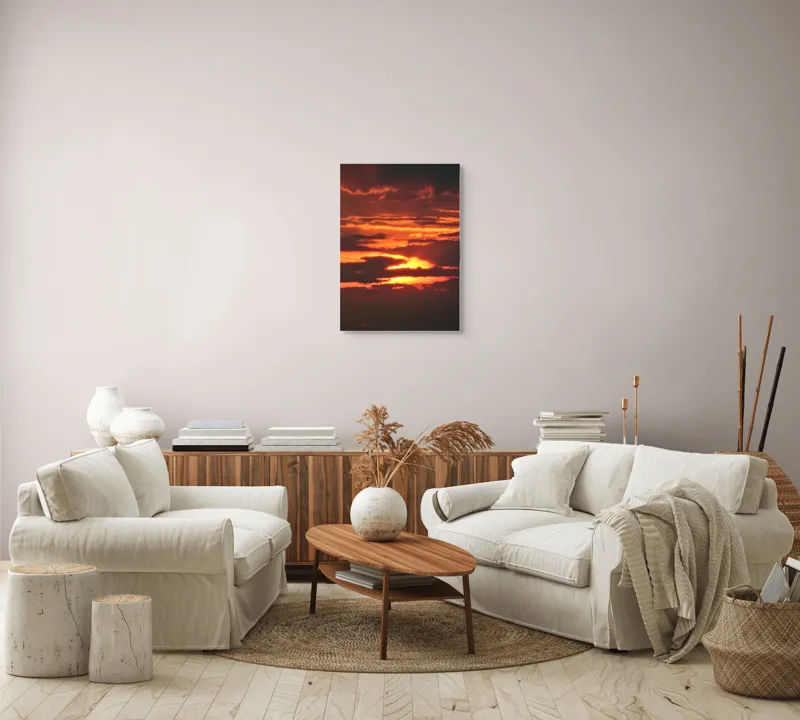 Tablou Canvas, "Răsărit de foc printre nori", Apus, Cer, Nor, Armonie, Lumină, Strălucire, Tăcere, Foc, Infinit, Magie, 50 x 70 cm – poza 4