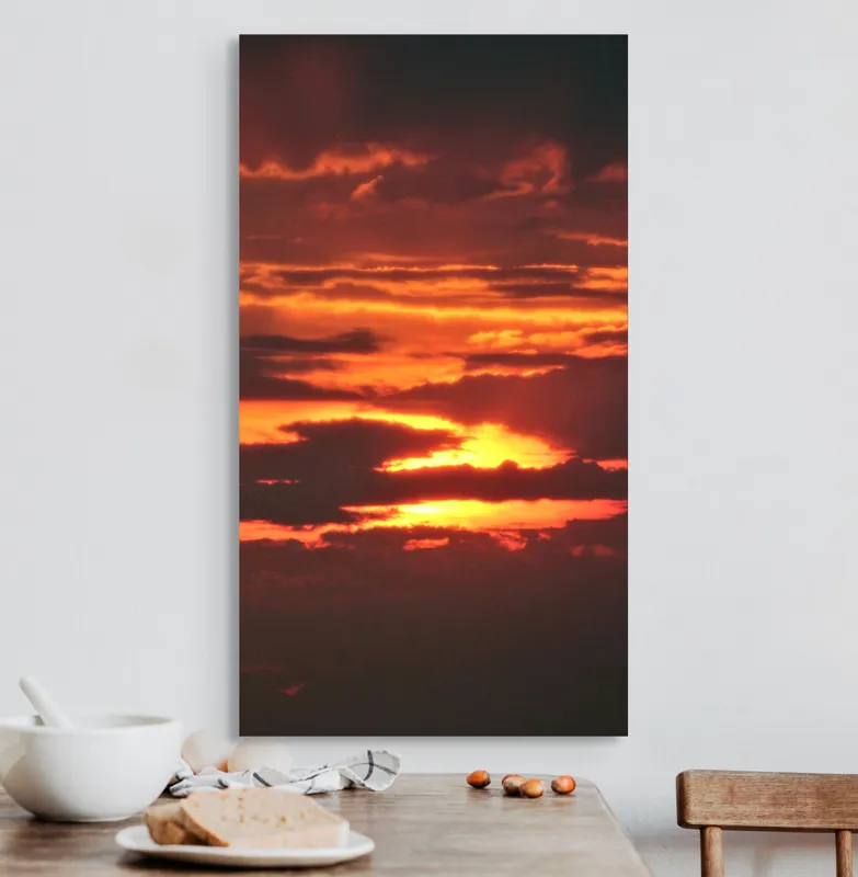 Tablou Canvas, "Răsărit de foc printre nori", Apus, Cer, Nor, Armonie, Lumină, Strălucire, Tăcere, Foc, Infinit, Magie, 50 x 90 cm – poza 3