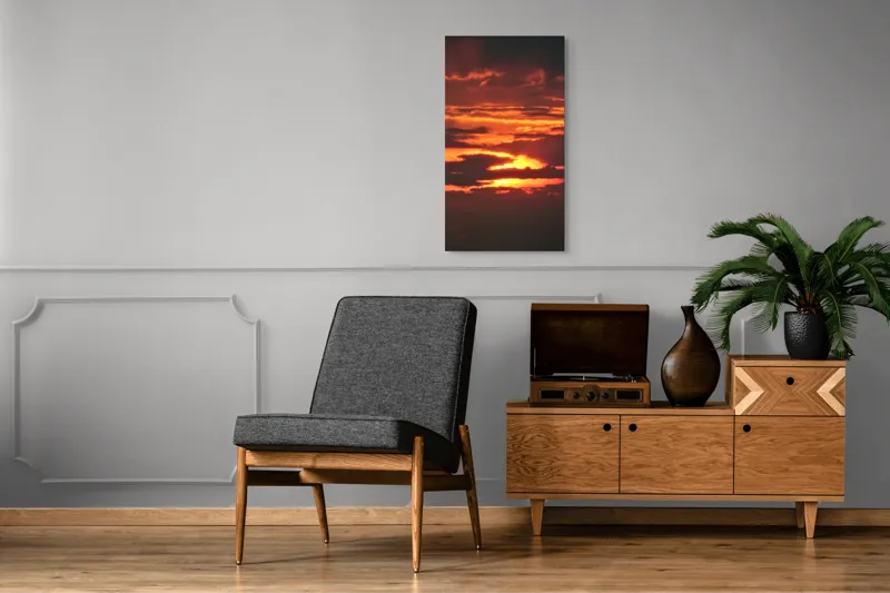 Tablou Canvas, "Răsărit de foc printre nori", Apus, Cer, Nor, Armonie, Lumină, Strălucire, Tăcere, Foc, Infinit, Magie, 50 x 90 cm – poza 8