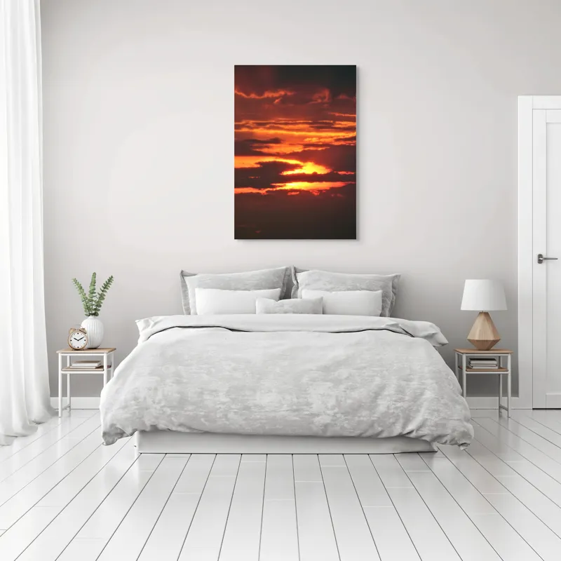 Tablou Canvas, "Răsărit de foc printre nori", Apus, Cer, Nor, Armonie, Lumină, Strălucire, Tăcere, Foc, Infinit, Magie, 70 x 100 cm – poza 3