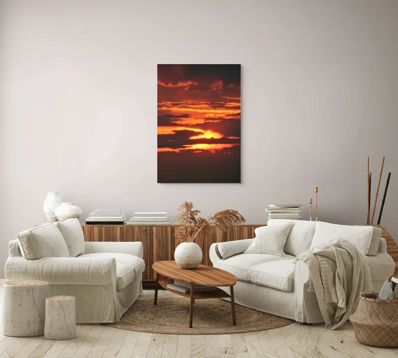Tablou Canvas, "Răsărit de foc printre nori", Apus, Cer, Nor, Armonie, Lumină, Strălucire, Tăcere, Foc, Infinit, Magie, 70 x 100 cm – poza 4