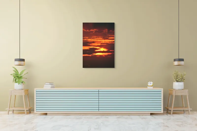 Tablou Canvas, "Răsărit de foc printre nori", Apus, Cer, Nor, Armonie, Lumină, Strălucire, Tăcere, Foc, Infinit, Magie, 70 x 100 cm – poza 5