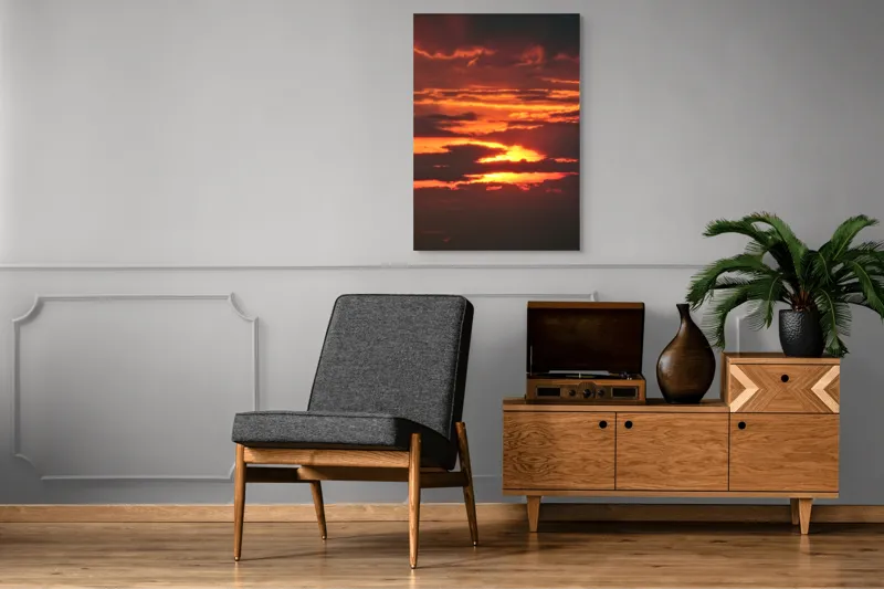 Tablou Canvas, "Răsărit de foc printre nori", Apus, Cer, Nor, Armonie, Lumină, Strălucire, Tăcere, Foc, Infinit, Magie, 70 x 100 cm – poza 6