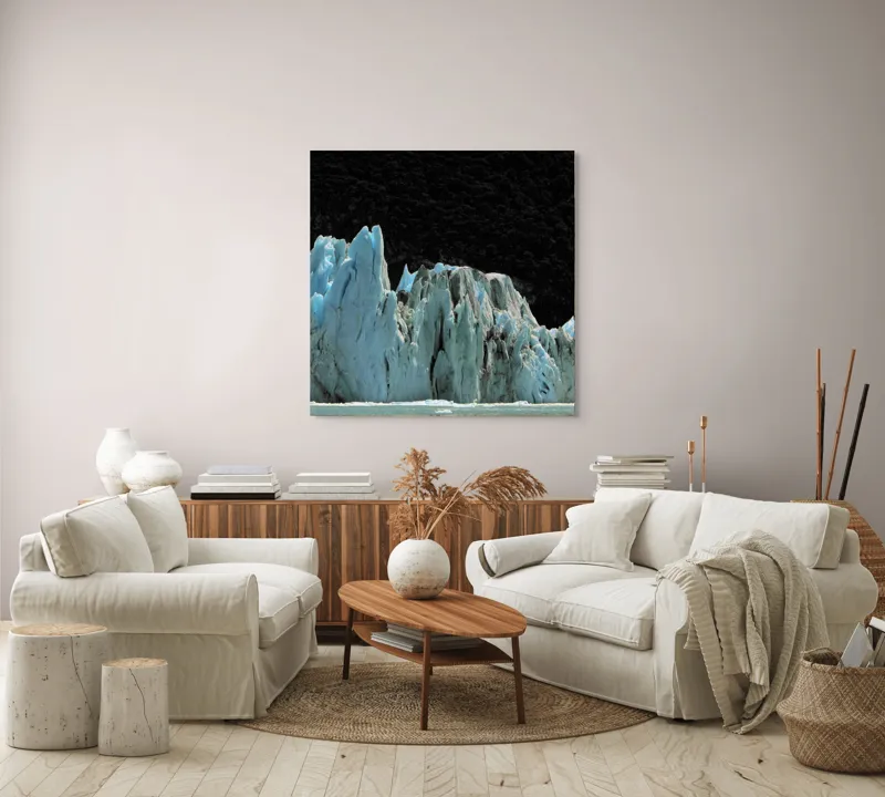 Tablou Canvas, "Regatul de Gheață al Tăcerii", Gheață, Munți, Contrast, Albastru, Întunecat, Natură, Peisaj, Glaciar, 100 x 100 cm – poza 3